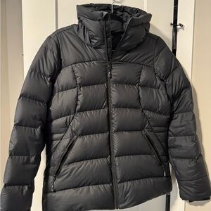 Women's black Outdoor Research Cold Front Down Hoodie Puffer Jacket